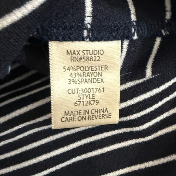Max Studio Women’s Small Navy White Striped Ruffle Bell Sleeve Top - Picture 9 of 12